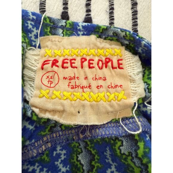 Y2K Vintage FREE PEOPLE | Blue and Green V Neck Fit and Flare Dress Extra Small - Picture 6 of 6